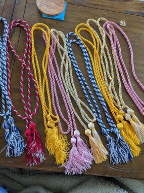Decorative Graduation Tassel Cords  - Pink, Yellow, Blue, Red, multi,gold, green